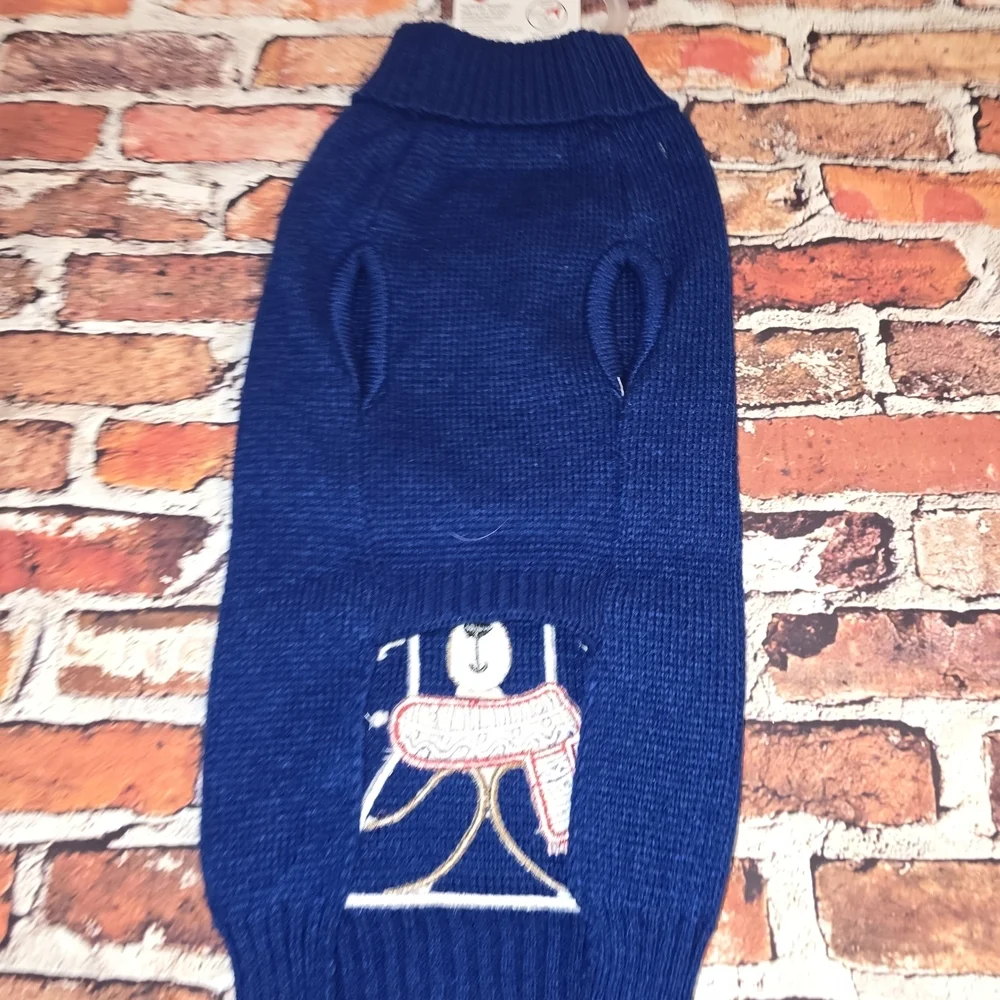 Blue Dog Sweater with Polar Bear Design